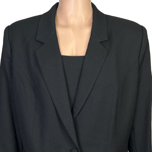 Vintage Beu Marc Womens 20 Black Single Breasted Blazer Suit Jacket Shoulder Pad - Picture 3 of 14